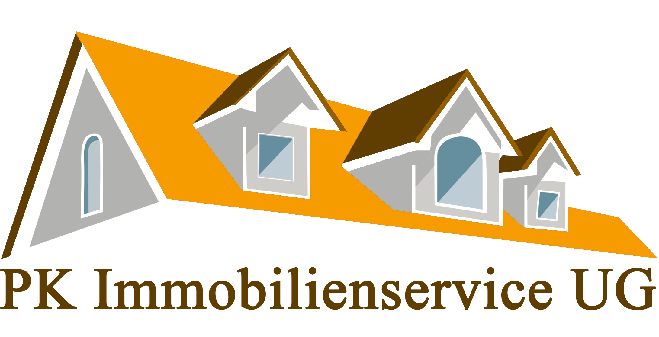 Logo PK Immobilienservice UG gelbes Dach mit Unternehmensname