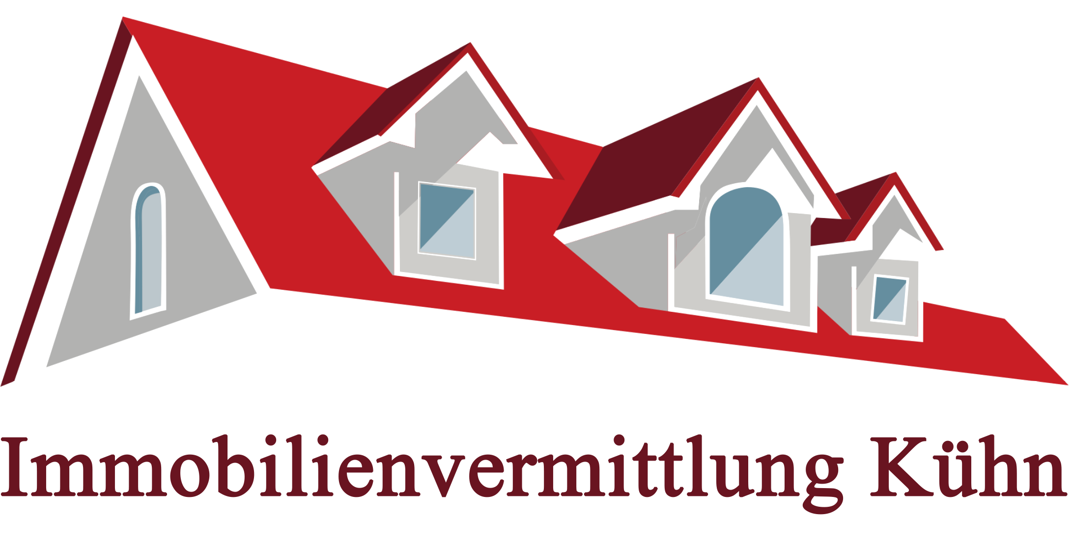 Logo Immobilienvermittlung Kühn, rotes Dach mit Unternehmensname